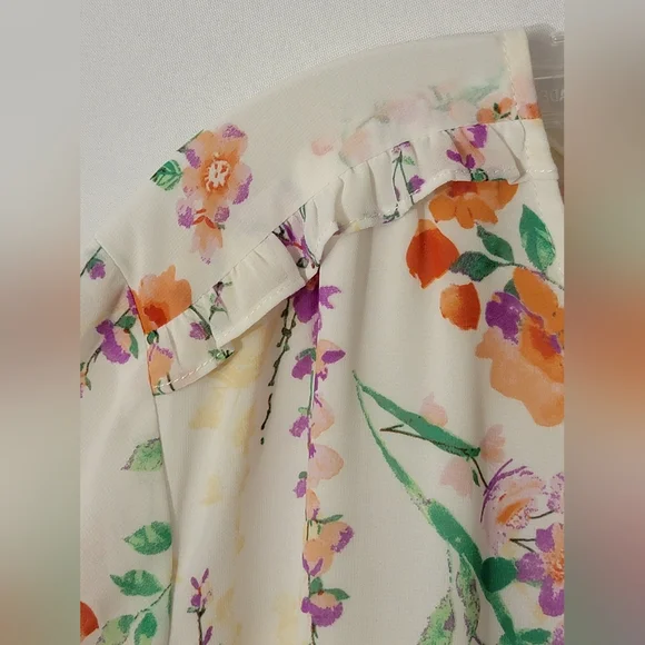 Belle By Kim Gravel Floral Ruffle Sleeve Top Size 2X - Picture 8 of 13